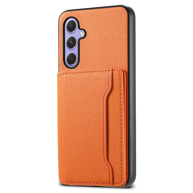 For Samsung Galaxy A55 5G Case PU Leather Coated PC+TPU Cover with Card Slots Kickstand