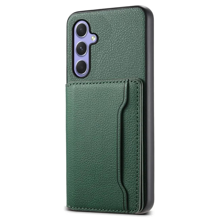 For Samsung Galaxy A55 5G Case PU Leather Coated PC+TPU Cover with Card Slots Kickstand