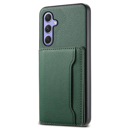 For Samsung Galaxy A55 5G Case PU Leather Coated PC+TPU Cover with Card Slots Kickstand