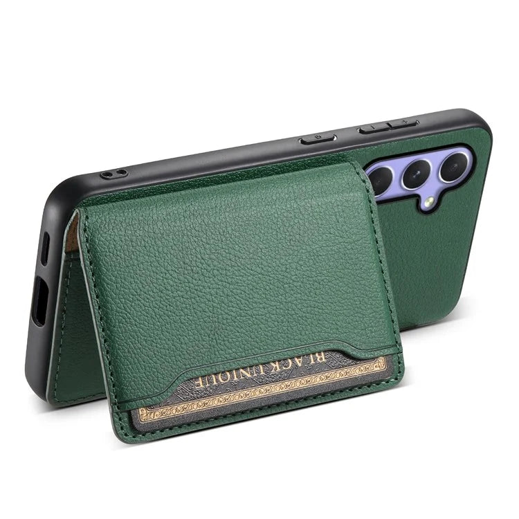 For Samsung Galaxy A55 5G Case PU Leather Coated PC+TPU Cover with Card Slots Kickstand
