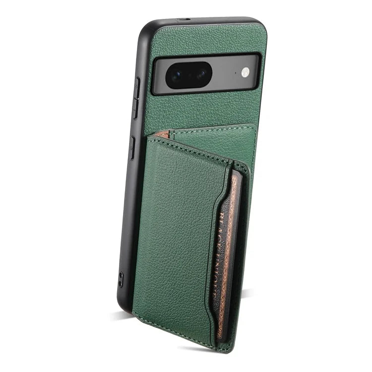 For Google Pixel 7 5G Kickstand Case Leather+PC+TPU Hybrid Phone Cover with Card Slots