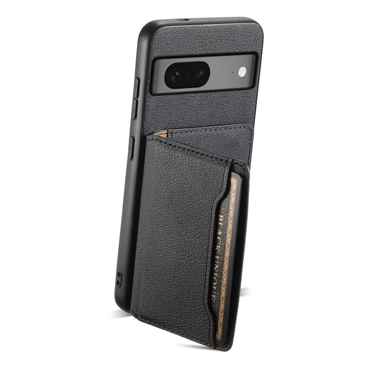 For Google Pixel 7 5G Kickstand Case Leather+PC+TPU Hybrid Phone Cover with Card Slots