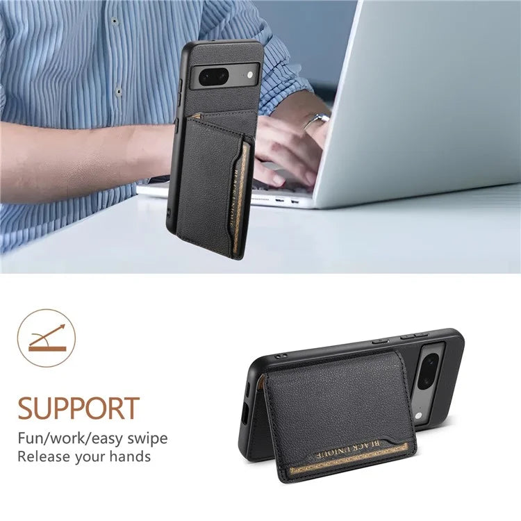 For Google Pixel 7 5G Kickstand Case Leather+PC+TPU Hybrid Phone Cover with Card Slots