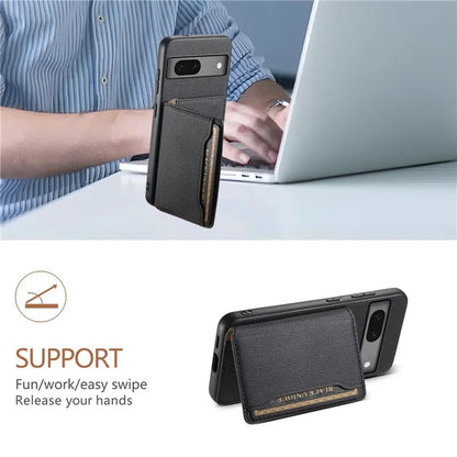 For Google Pixel 7 5G Kickstand Case Leather+PC+TPU Hybrid Phone Cover with Card Slots