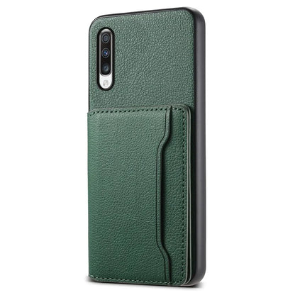 For Samsung Galaxy A70 Case Card Slots TPU+PC+PU Kickstand Phone Cover