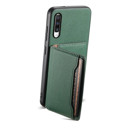 For Samsung Galaxy A70 Case Card Slots TPU+PC+PU Kickstand Phone Cover