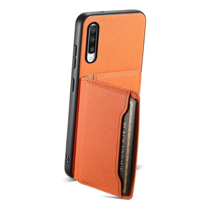 For Samsung Galaxy A70 Case Card Slots TPU+PC+PU Kickstand Phone Cover