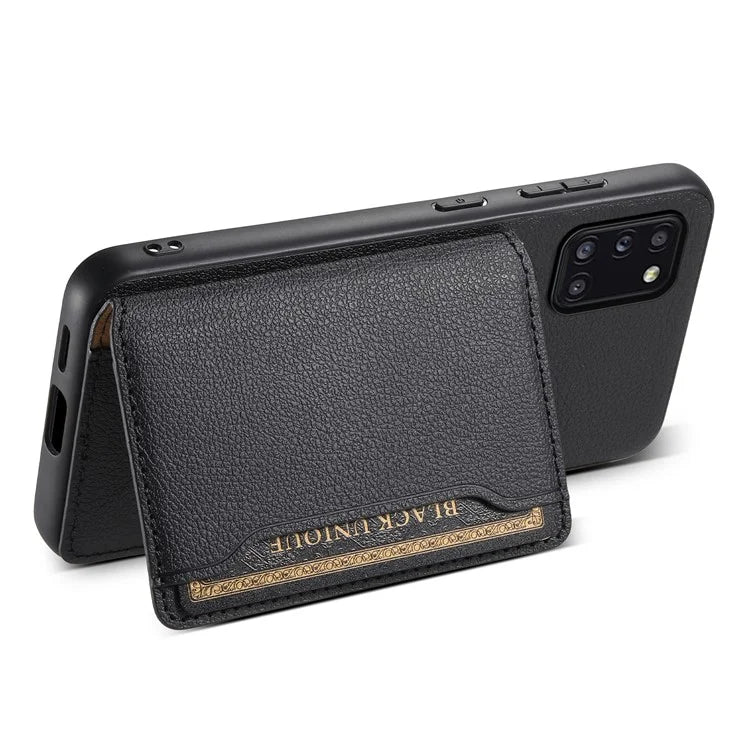 For Samsung Galaxy A31 Case Card Slots Kickstand Back Phone Cover with Calf Texture