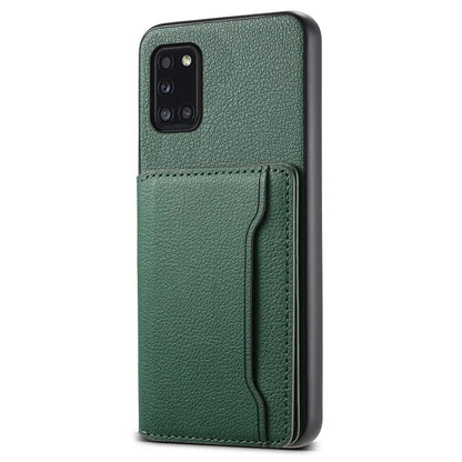 For Samsung Galaxy A31 Case Card Slots Kickstand Back Phone Cover with Calf Texture