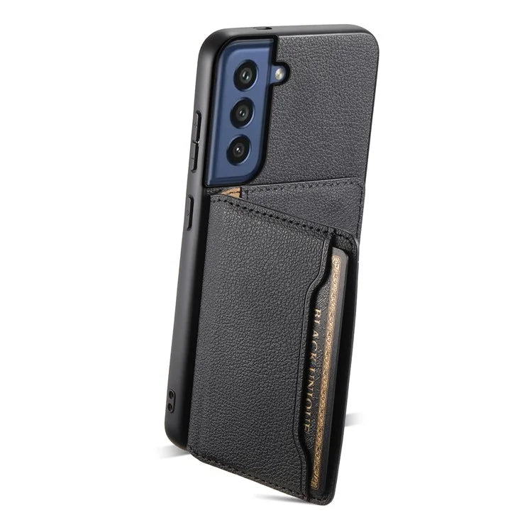 For Samsung Galaxy S21 FE 5G Phone Shell Phone Protective Cover Calf Texture Card Slots Case