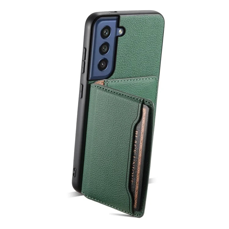 For Samsung Galaxy S21 FE 5G Phone Shell Phone Protective Cover Calf Texture Card Slots Case