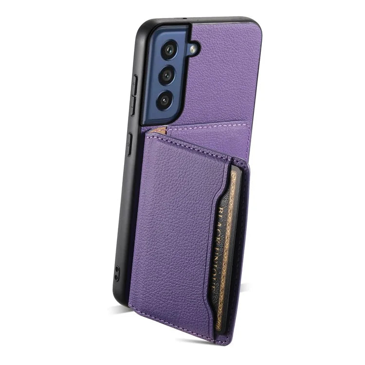 For Samsung Galaxy S21 FE 5G Phone Shell Phone Protective Cover Calf Texture Card Slots Case