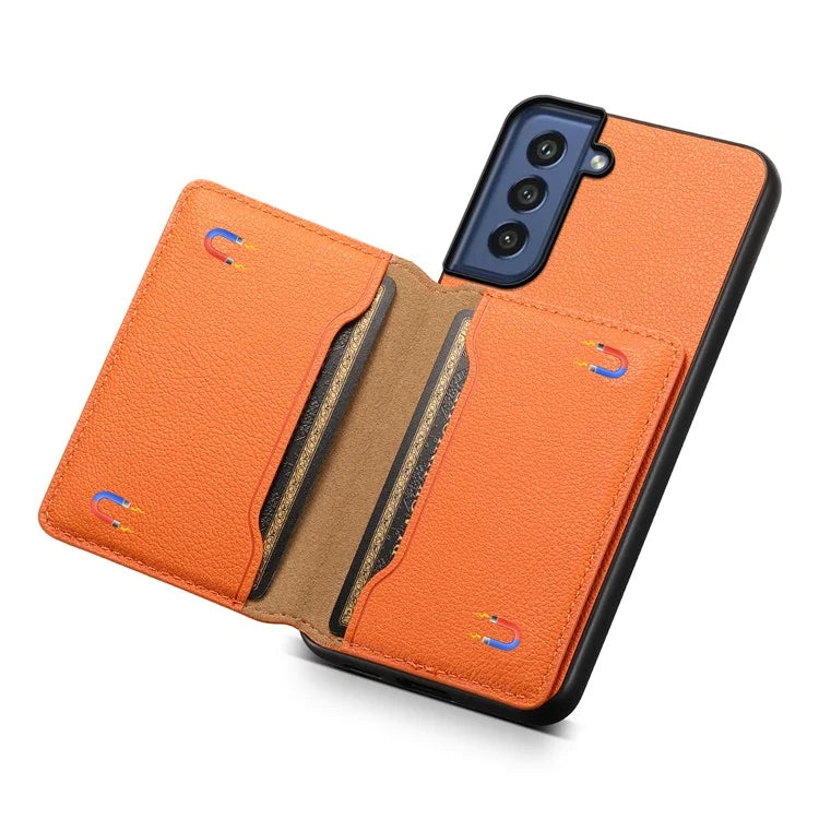 For Samsung Galaxy S21 FE 5G Phone Shell Phone Protective Cover Calf Texture Card Slots Case