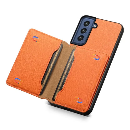 For Samsung Galaxy S21 FE 5G Phone Shell Phone Protective Cover Calf Texture Card Slots Case