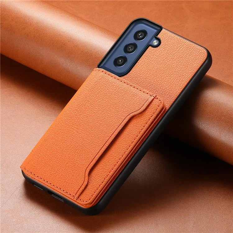 For Samsung Galaxy S21 FE 5G Phone Shell Phone Protective Cover Calf Texture Card Slots Case