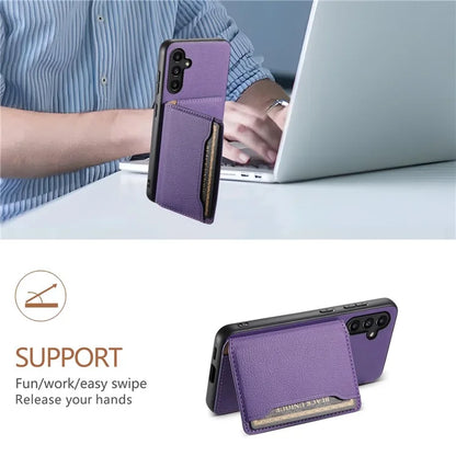 For Samsung Galaxy A13 5G Case TPU+PC+PU Kickstand Phone Cover with Card Slots