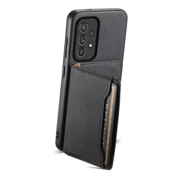 For Samsung Galaxy A33 5G Card Slots Case Kickstand TPU+PC+PU Phone Cover
