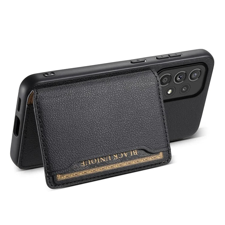 For Samsung Galaxy A33 5G Card Slots Case Kickstand TPU+PC+PU Phone Cover