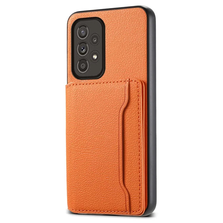 For Samsung Galaxy A33 5G Card Slots Case Kickstand TPU+PC+PU Phone Cover