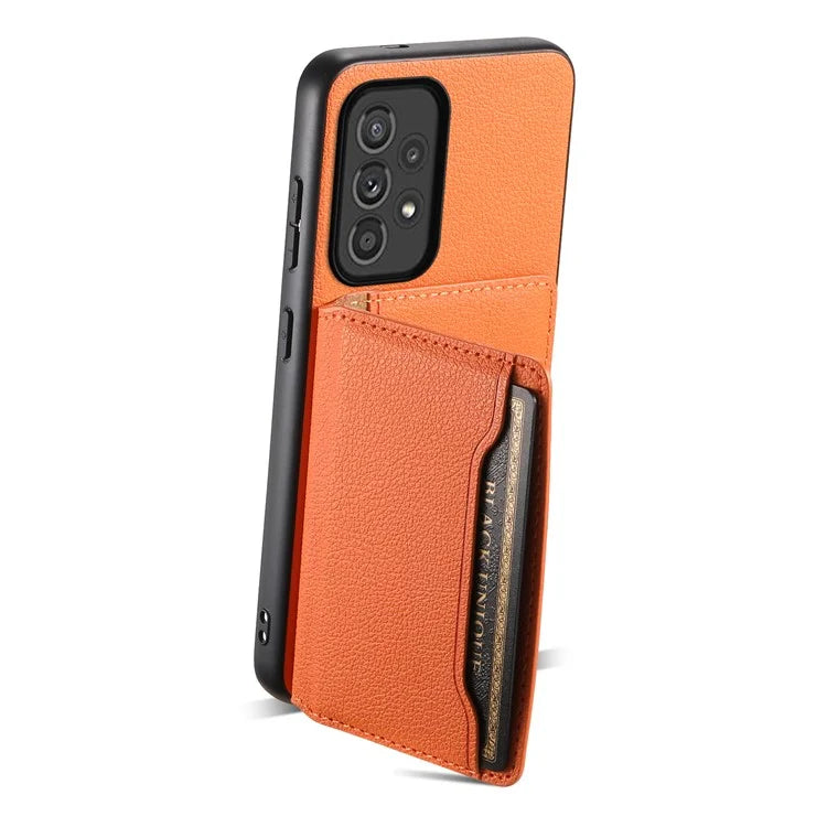 For Samsung Galaxy A33 5G Card Slots Case Kickstand TPU+PC+PU Phone Cover
