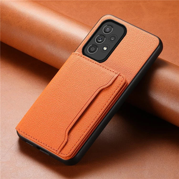 For Samsung Galaxy A33 5G Card Slots Case Kickstand TPU+PC+PU Phone Cover