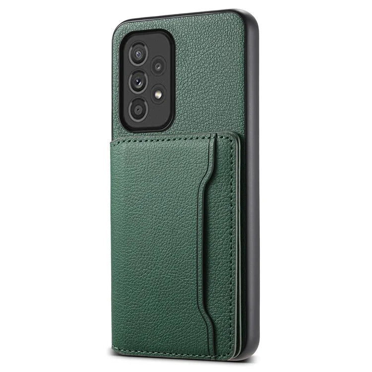 For Samsung Galaxy A33 5G Card Slots Case Kickstand TPU+PC+PU Phone Cover