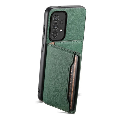 For Samsung Galaxy A33 5G Card Slots Case Kickstand TPU+PC+PU Phone Cover