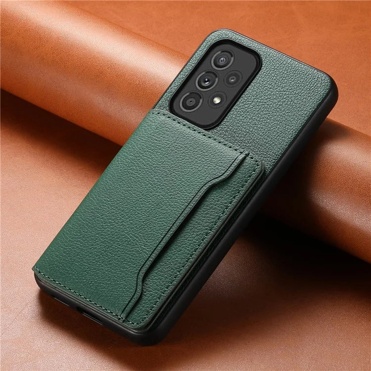 For Samsung Galaxy A33 5G Card Slots Case Kickstand TPU+PC+PU Phone Cover