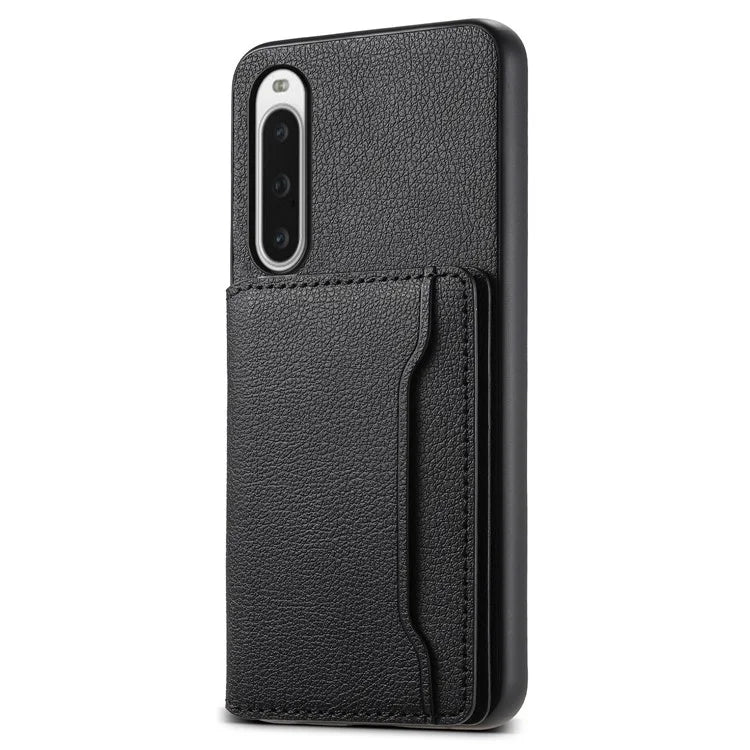 For Sony Xperia 10 V Case Kickstand Calf Texture Phone Back Protector