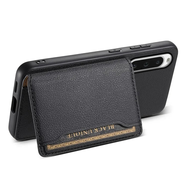 For Sony Xperia 10 V Case Kickstand Calf Texture Phone Back Protector