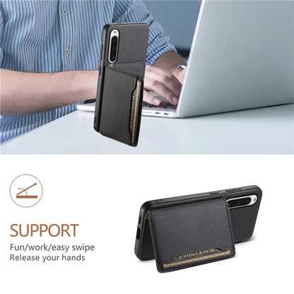 For Sony Xperia 10 V Case Kickstand Calf Texture Phone Back Protector
