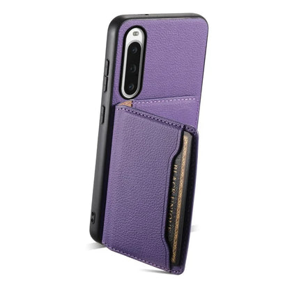 For Sony Xperia 10 V Case Kickstand Calf Texture Phone Back Protector