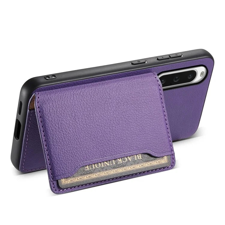 For Sony Xperia 10 V Case Kickstand Calf Texture Phone Back Protector