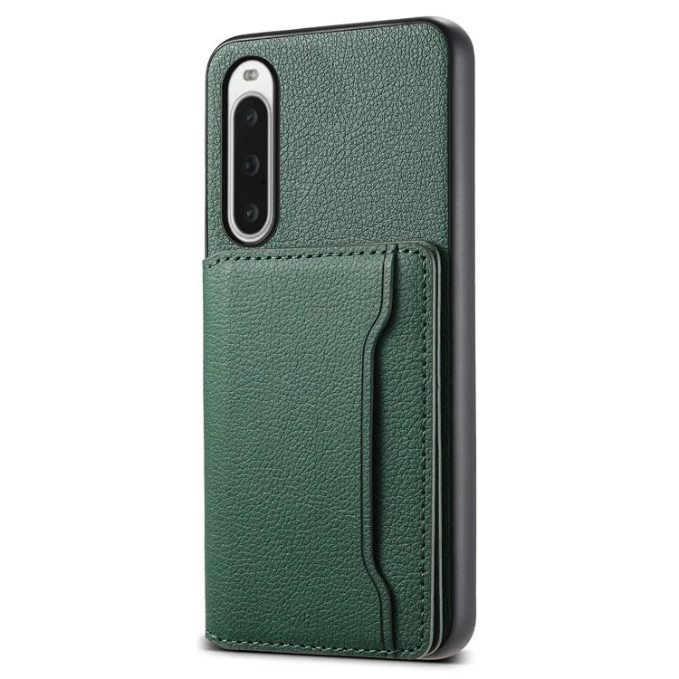 For Sony Xperia 10 V Case Kickstand Calf Texture Phone Back Protector