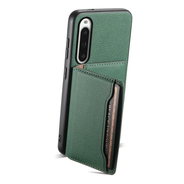 For Sony Xperia 10 V Case Kickstand Calf Texture Phone Back Protector