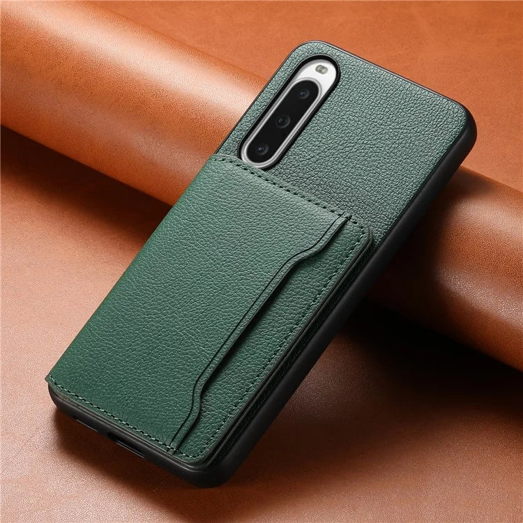 For Sony Xperia 10 V Case Kickstand Calf Texture Phone Back Protector