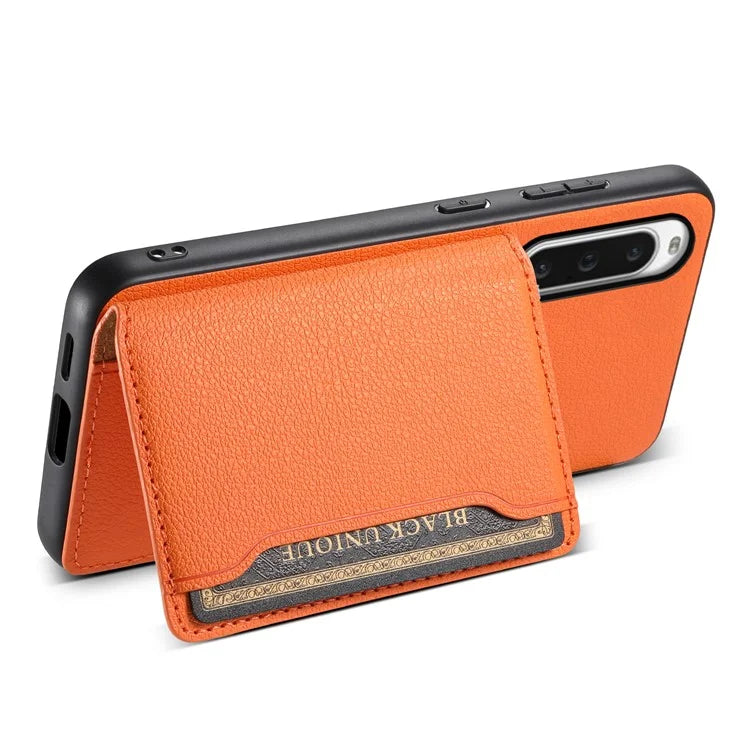 For Sony Xperia 10 V Case Kickstand Calf Texture Phone Back Protector