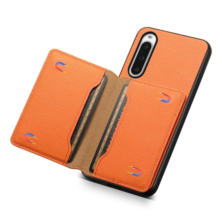 For Sony Xperia 10 V Case Kickstand Calf Texture Phone Back Protector