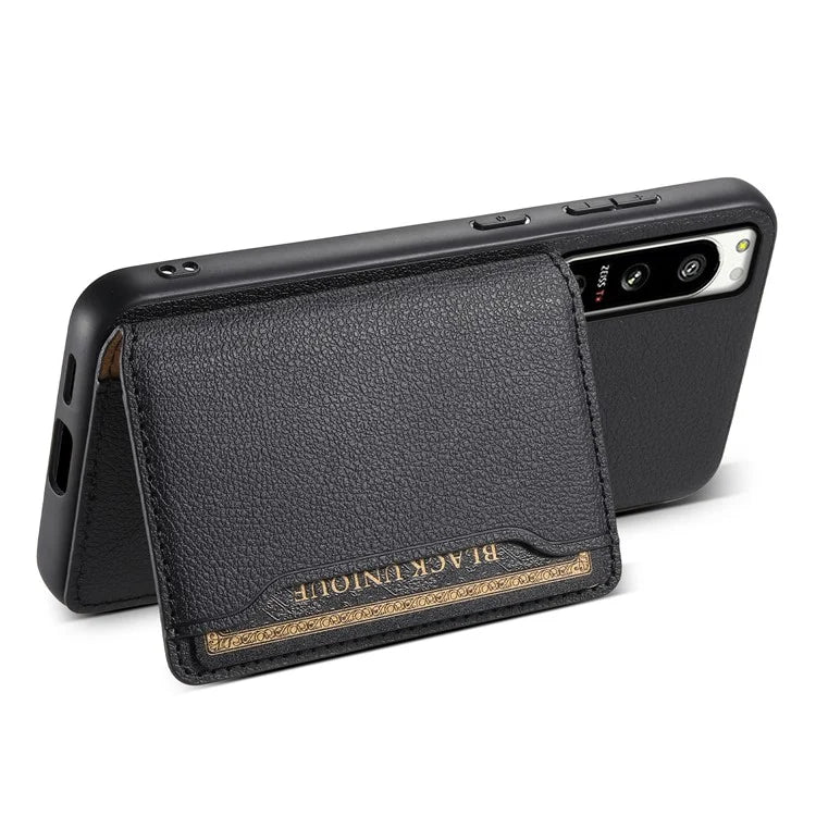 For Sony Xperia 5 IV 5G Case Drop-proof Calf Texture Card Holder Back Cover