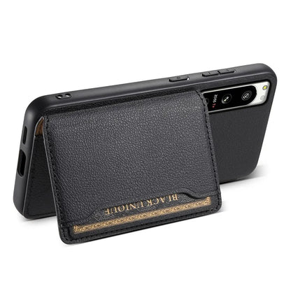 For Sony Xperia 5 IV 5G Case Drop-proof Calf Texture Card Holder Back Cover