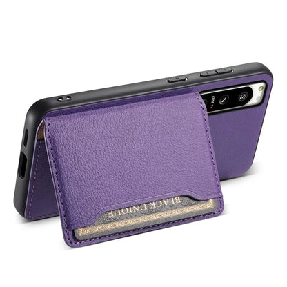 For Sony Xperia 5 IV 5G Case Drop-proof Calf Texture Card Holder Back Cover