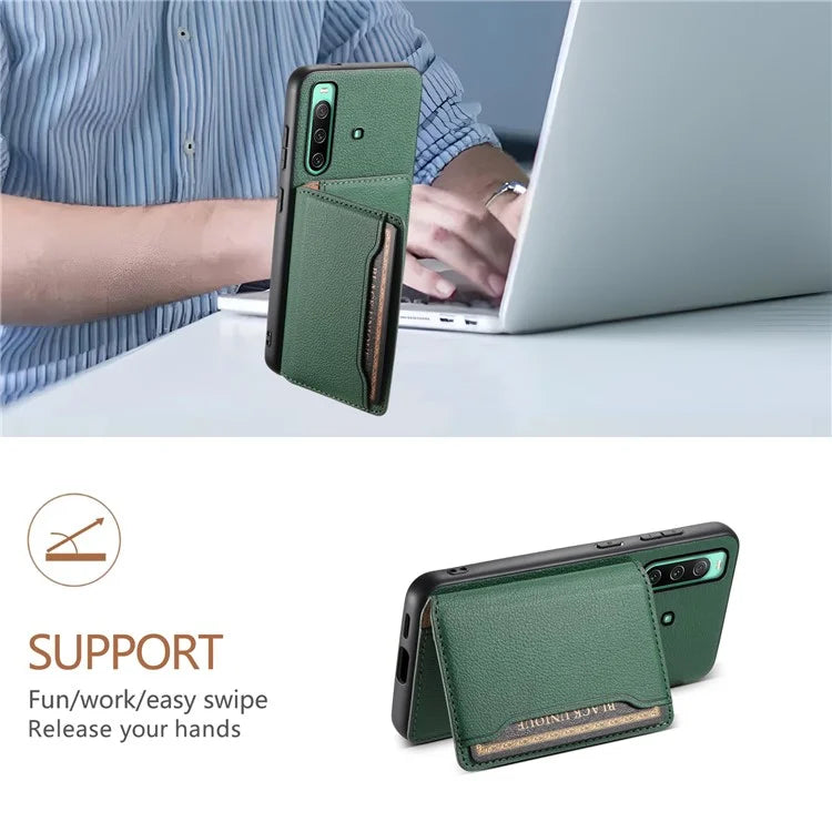For Sony Xperia 10 IV 5G Phone Case Card Slots TPU+PC+PU Kickstand Cover