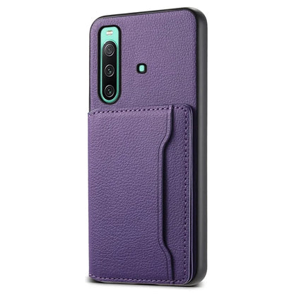 For Sony Xperia 10 IV 5G Phone Case Card Slots TPU+PC+PU Kickstand Cover