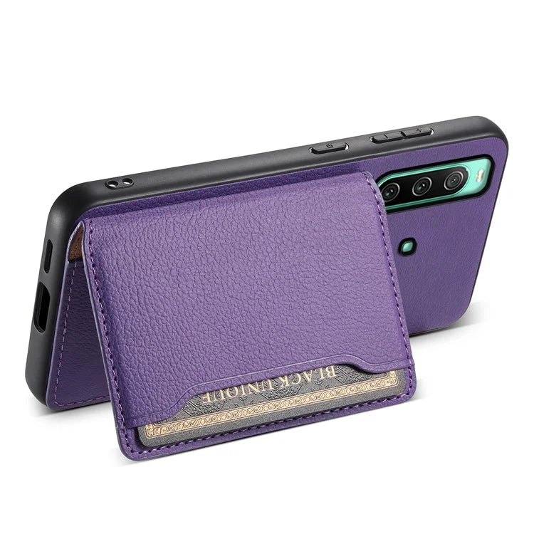 For Sony Xperia 10 IV 5G Phone Case Card Slots TPU+PC+PU Kickstand Cover
