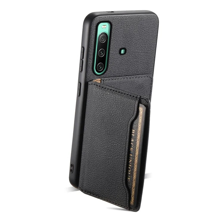 For Sony Xperia 10 IV 5G Phone Case Card Slots TPU+PC+PU Kickstand Cover
