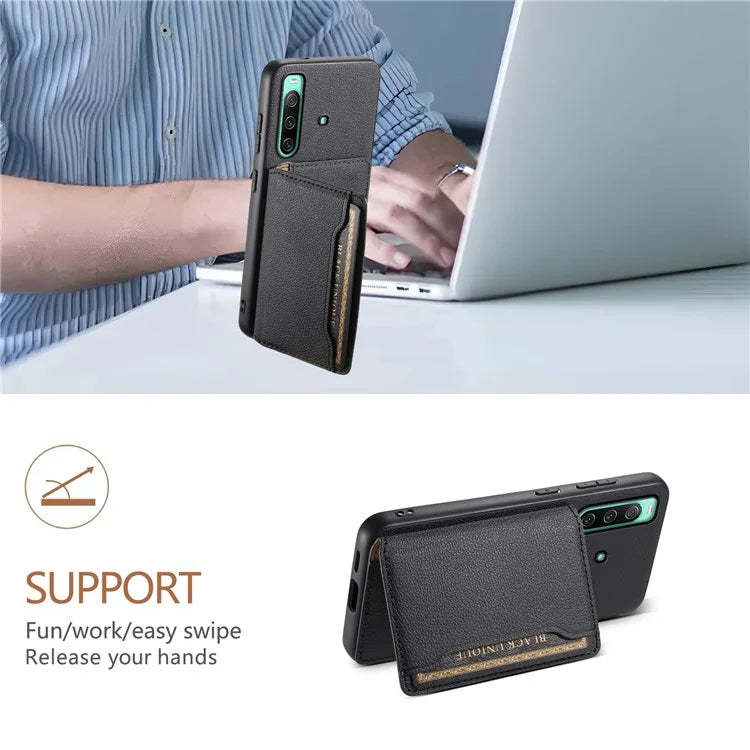For Sony Xperia 10 IV 5G Phone Case Card Slots TPU+PC+PU Kickstand Cover