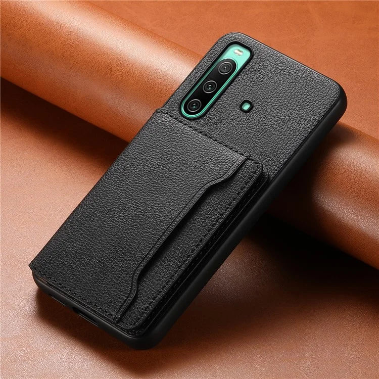 For Sony Xperia 10 IV 5G Phone Case Card Slots TPU+PC+PU Kickstand Cover