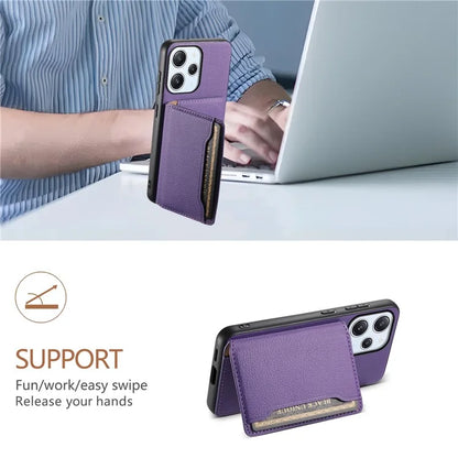 For Xiaomi Redmi Note 12R 5G / Redmi 12 5G (Global) / Redmi 12 4G Case Calf Texture Card Slots Shell