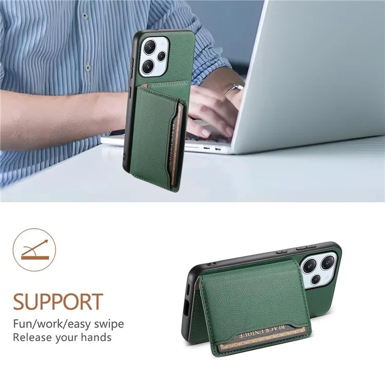 For Xiaomi Redmi Note 12R 5G / Redmi 12 5G (Global) / Redmi 12 4G Case Calf Texture Card Slots Shell