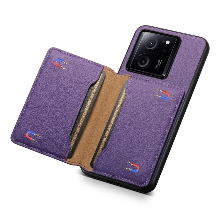 For Xiaomi 13T / 13T Pro / Redmi K60 Ultra Kickstand Case Card Slots Calf Texture Phone Protector